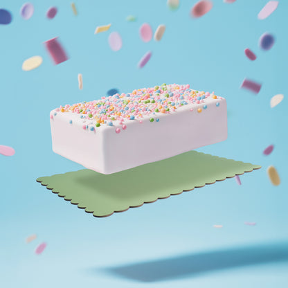 Rectangle Dual-Colour Scalloped Cake Board - Pink & Green 14 By 10