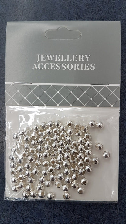 Round Plastic Spacer 4mm 100pcs Bright Silver