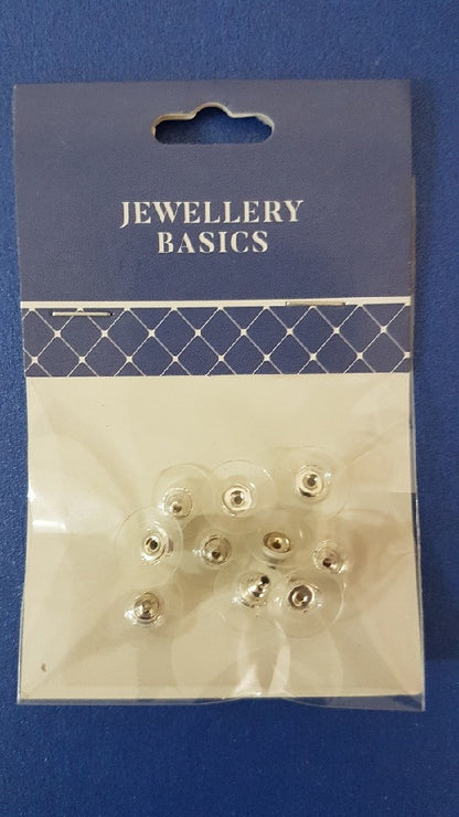 Earring Comfort Backs 15mm 10pcs Silver
