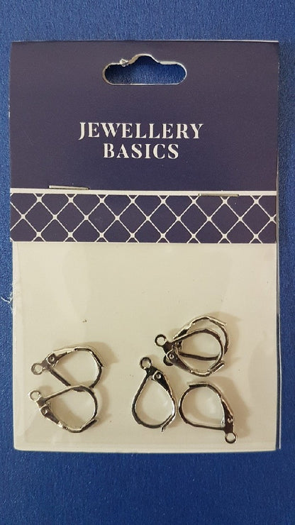 Earring Hook Lever Back Silver 6pcs